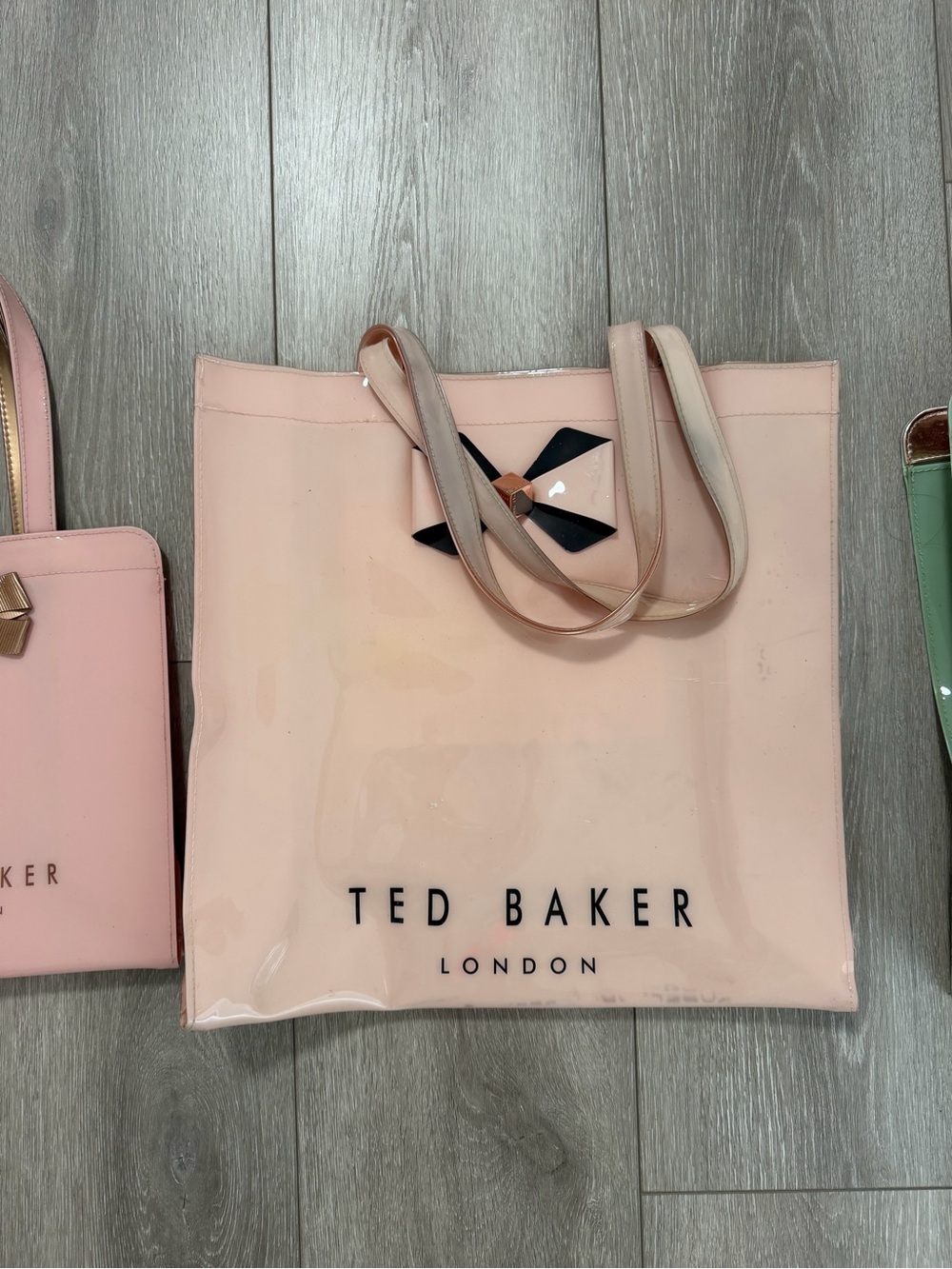 Ted Baker Pale Pink Patent Tote with Bow Accent